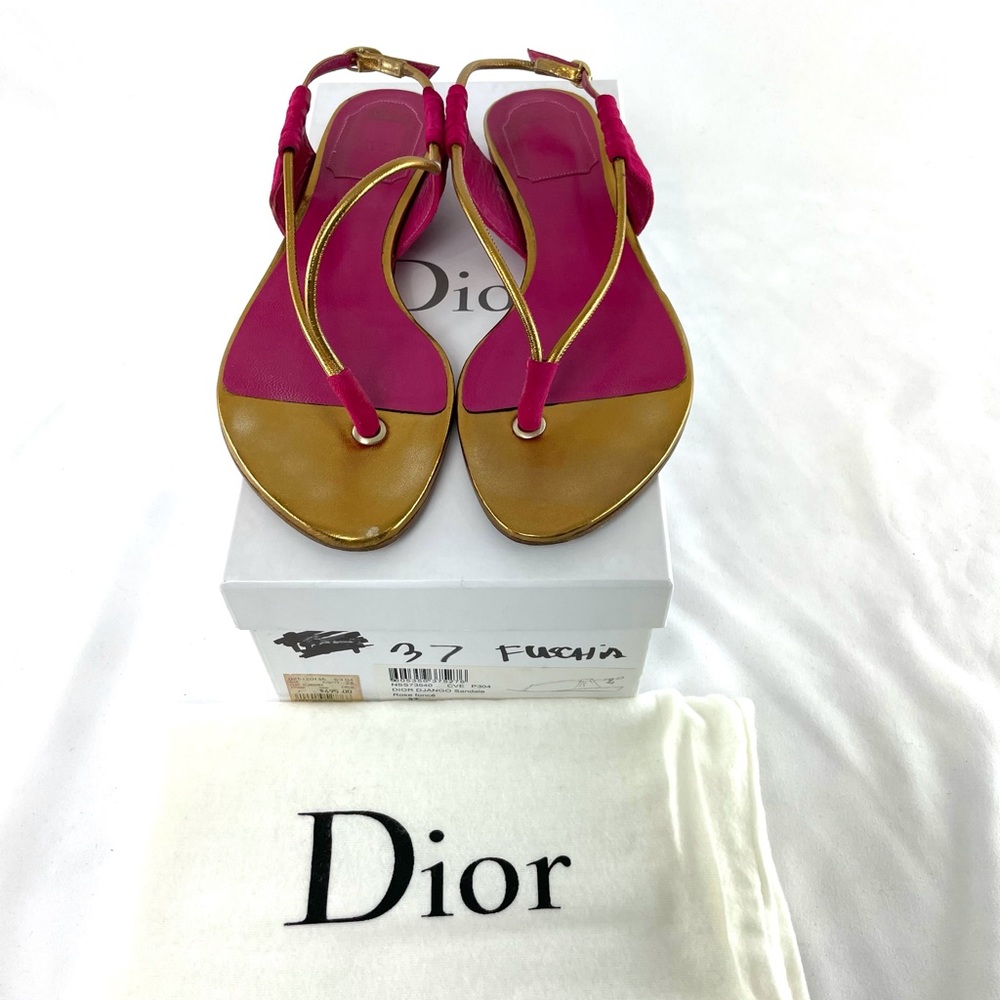 Dior Grecian Fuchsia Suede Sandals - Picture 3 of 12
